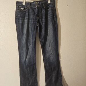 Lucky Brand Bootcut Jeans Blue Denim Medium Wash Distressed Raw Hem Women's